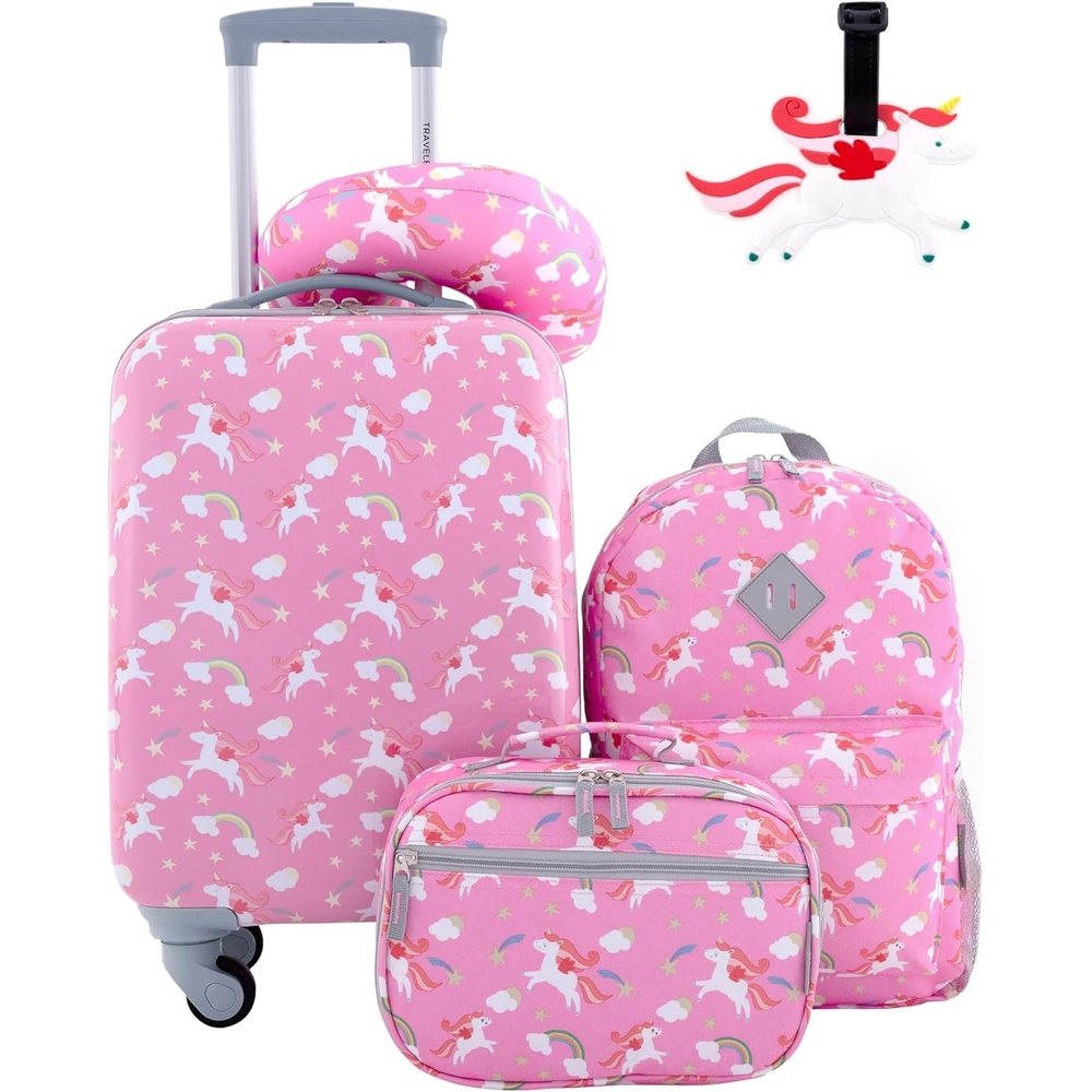 image:imageTravelers Club 5 Piece Kids Luggage Set ButterflyUnicorn