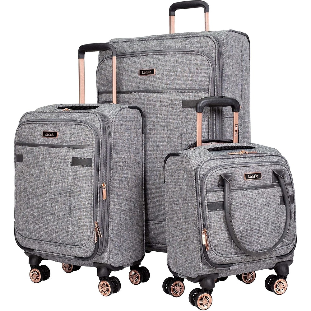 image:imagekensie Hudson Softside 3Piece Spinner Luggage Set Heather GrayHeather Gray