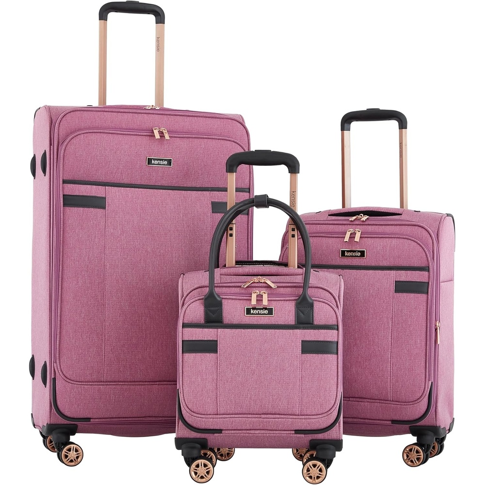 image:imagekensie Hudson Softside 3Piece Spinner Luggage Set Heather GrayMellow Mauve