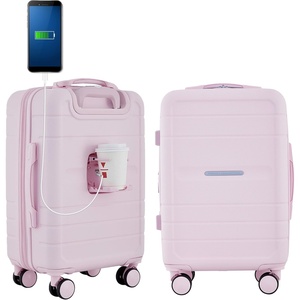 image:imageFrench Connection St Martin CarryOn Luggage with Cup HolderUSB Ports Blue DepthsPink A Boo