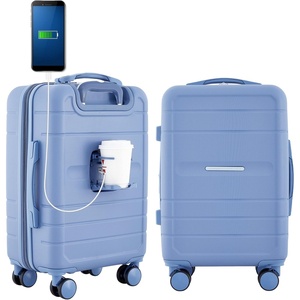 image:imageFrench Connection St Martin CarryOn Luggage with Cup HolderUSB Ports Blue DepthsStormy Blue