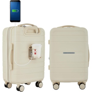 image:imageFrench Connection St Martin CarryOn Luggage with Cup HolderUSB Ports Blue DepthsWhitecap Gray