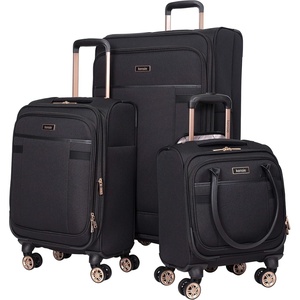 image:imagekensie Hudson Softside 3Piece Spinner Luggage Set Heather GrayBlack with Rose Gold