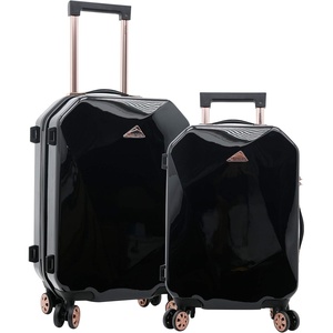 image:imagekensie Womens Shiny Diamond Hardside Spinner Luggage Black 2Piece Set 2028Black