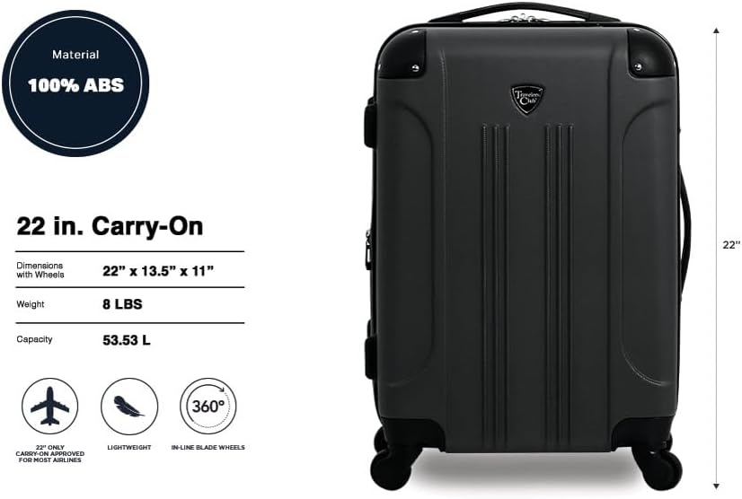 image:imageTravelers Club Chicago Hardside Expandable Spinner Luggage Apple Butter 5 Piece SetBlack