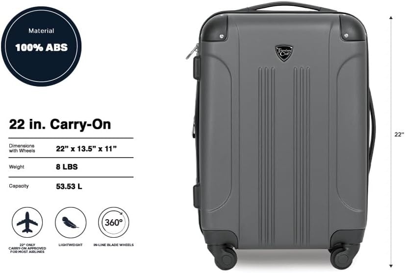 image:imageTravelers Club Chicago Hardside Expandable Spinner Luggage Apple Butter 5 Piece SetCharcoal