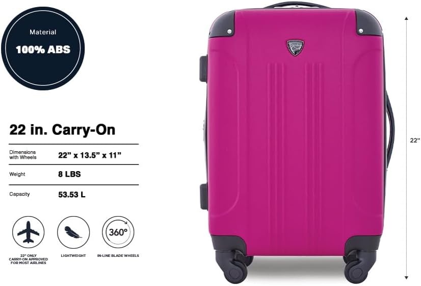 image:imageTravelers Club Chicago Hardside Expandable Spinner Luggage Apple Butter 5 Piece SetFuchsia