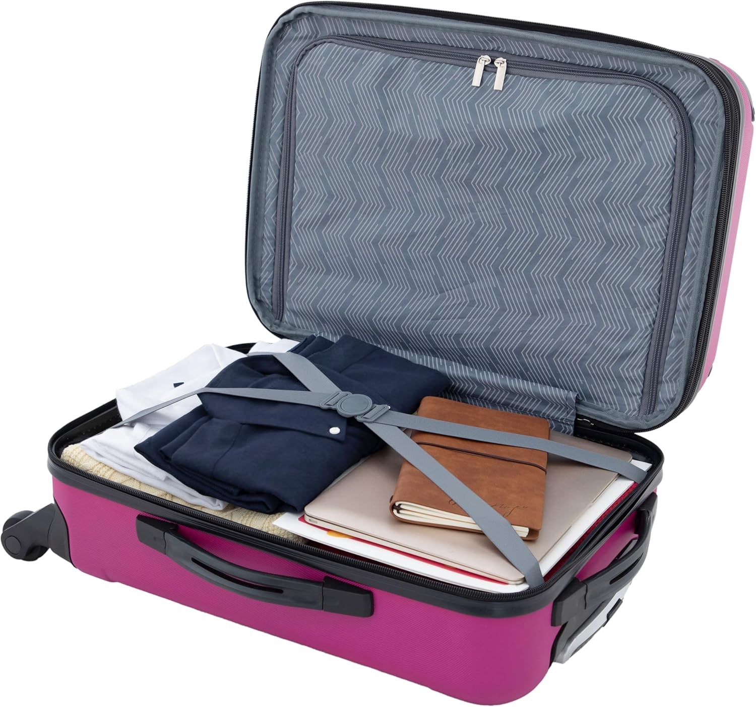 image:imageTravelers Club Chicago Hardside Expandable Spinner Luggage Apple Butter 5 Piece SetFuchsia