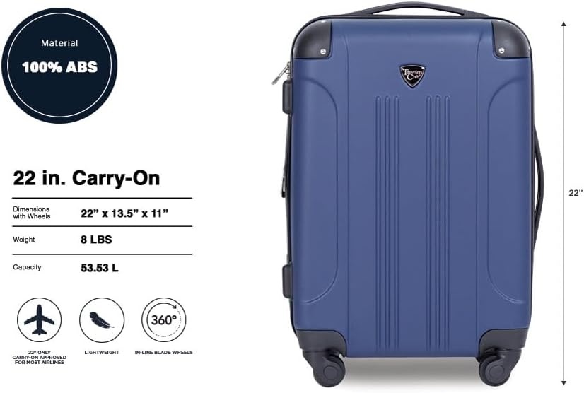 image:imageTravelers Club Chicago Hardside Expandable Spinner Luggage Apple Butter 5 Piece SetNavy Blue