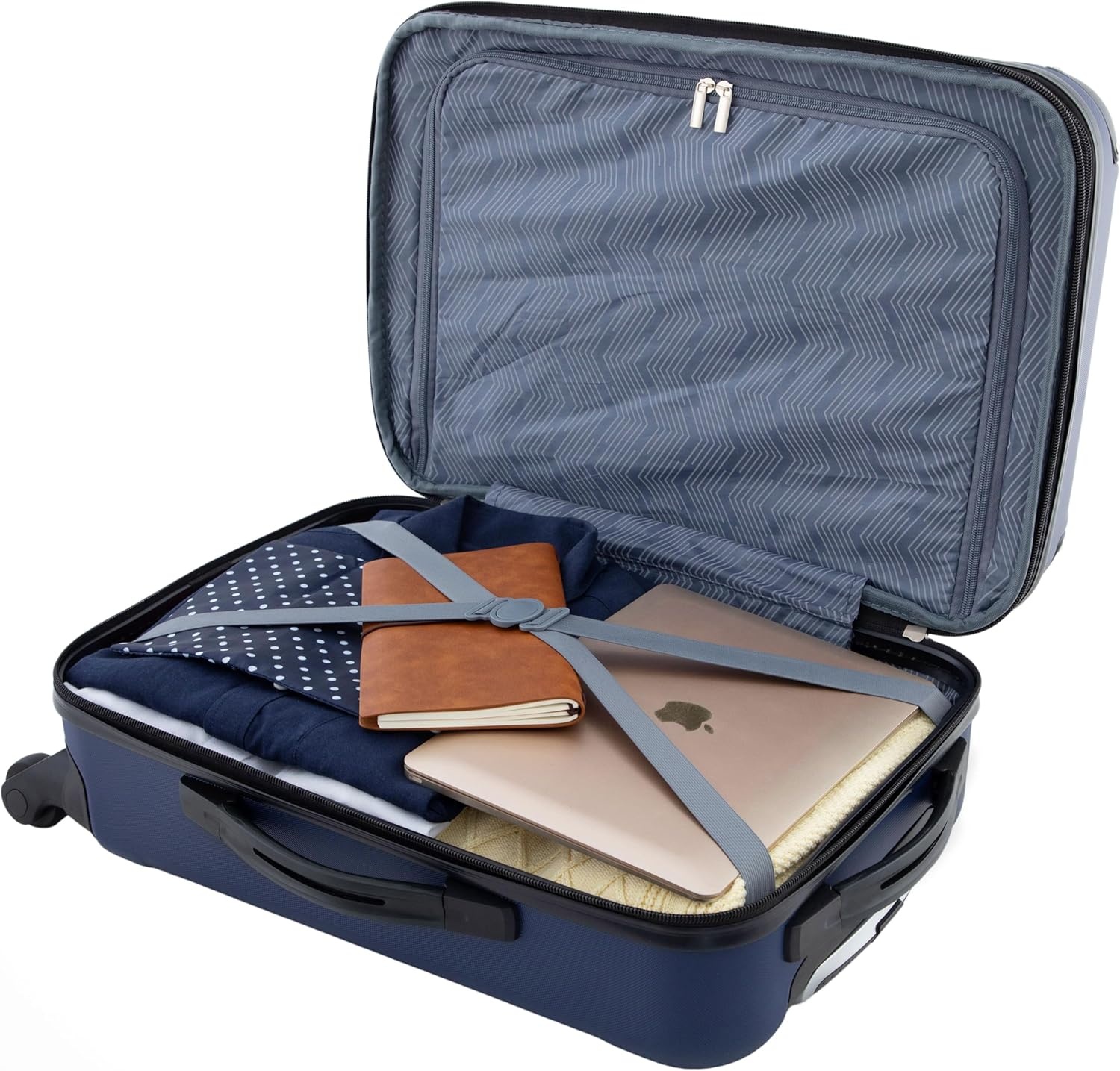 image:imageTravelers Club Chicago Hardside Expandable Spinner Luggage Apple Butter 5 Piece SetNavy Blue