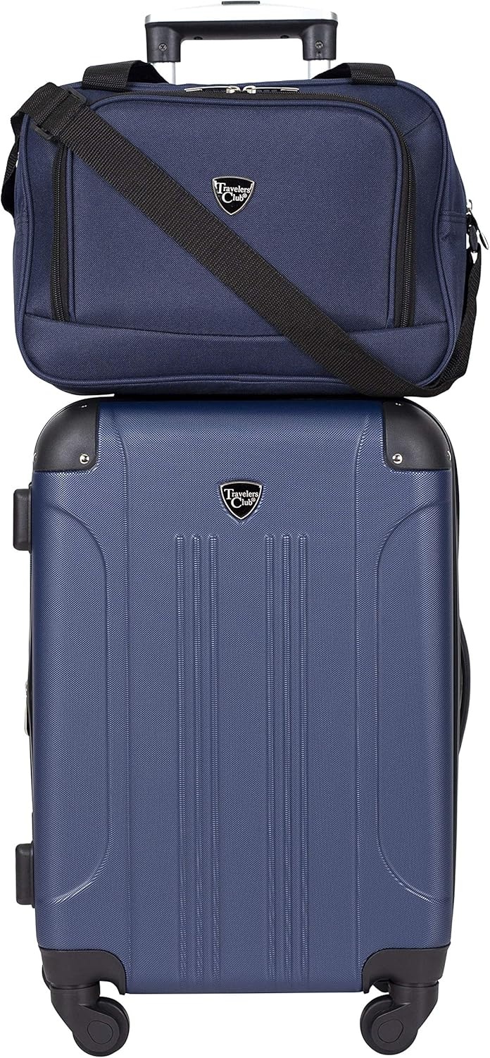 image:imageTravelers Club Chicago Hardside Expandable Spinner Luggage Apple Butter 5 Piece SetNavy Blue