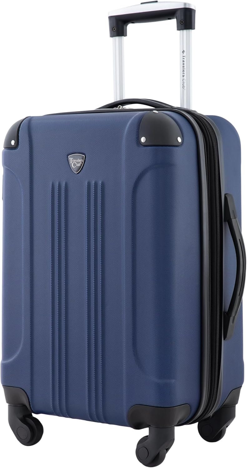 image:imageTravelers Club Chicago Hardside Expandable Spinner Luggage Apple Butter 5 Piece SetNavy Blue