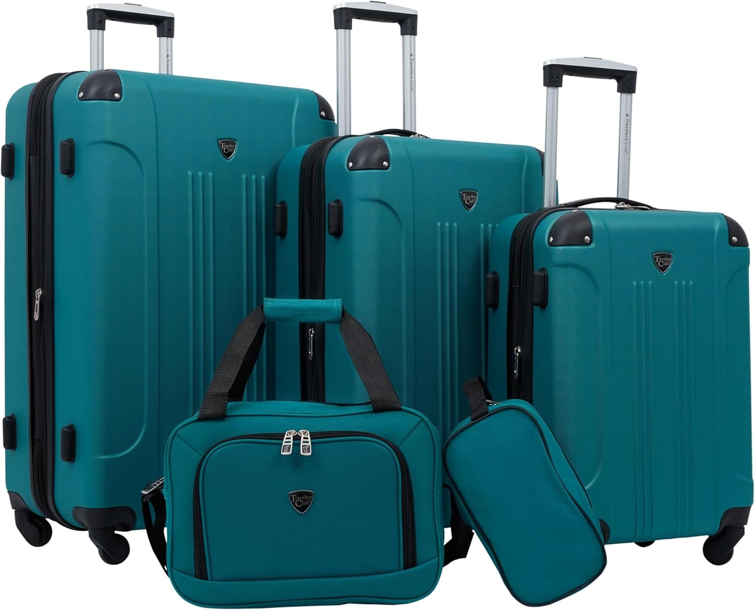 image:imageTravelers Club Chicago Hardside Expandable Spinner Luggage Apple Butter 5 Piece SetTeal