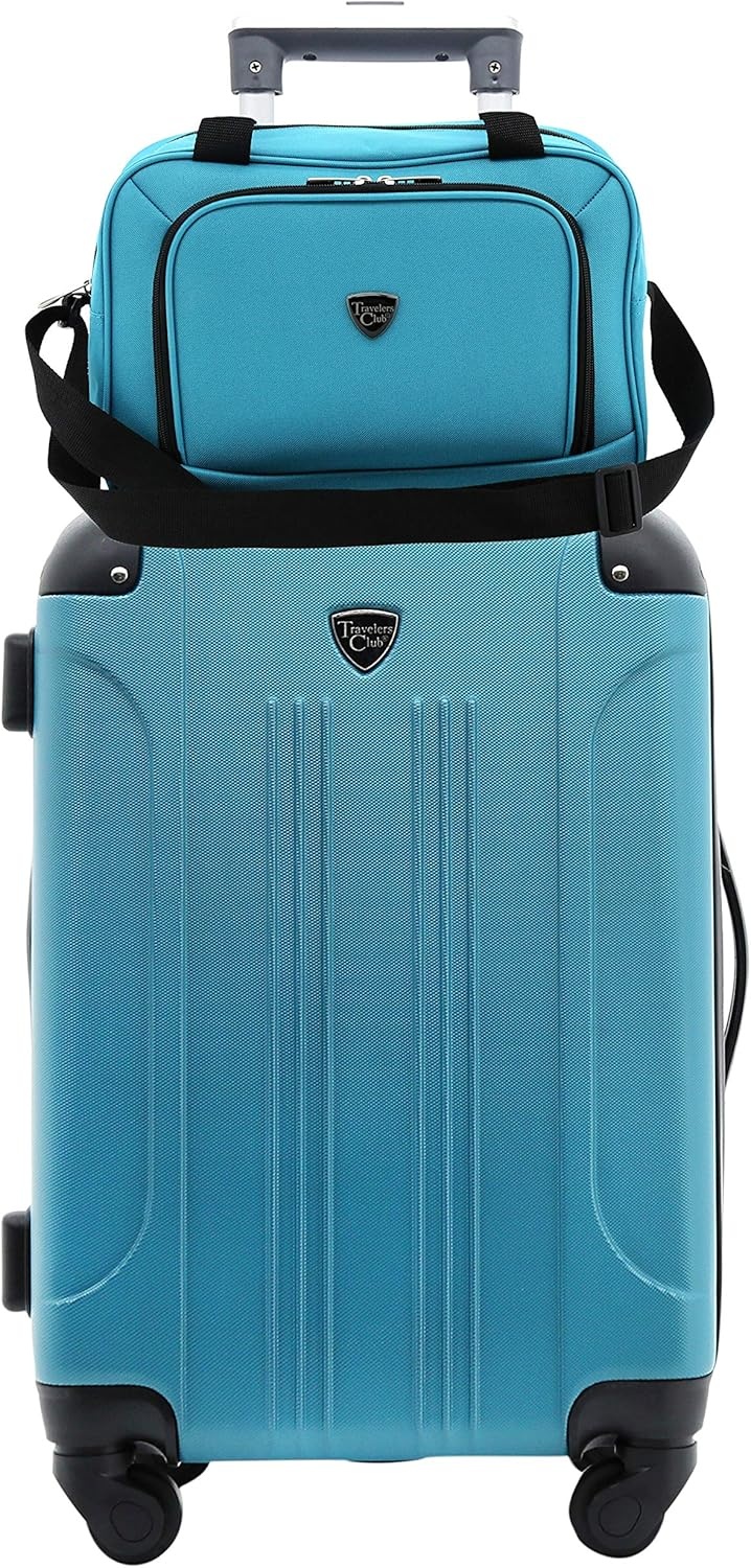 image:imageTravelers Club Chicago Hardside Expandable Spinner Luggage Apple Butter 5 Piece SetTeal