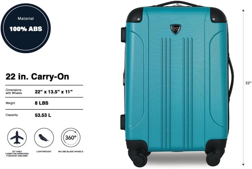 image:imageTravelers Club Chicago Hardside Expandable Spinner Luggage Apple Butter 5 Piece SetTeal