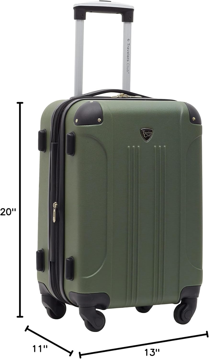 image:imageTravelers Club Chicago Hardside Expandable Spinner Luggage Apple Butter 5 Piece SetThyme Green