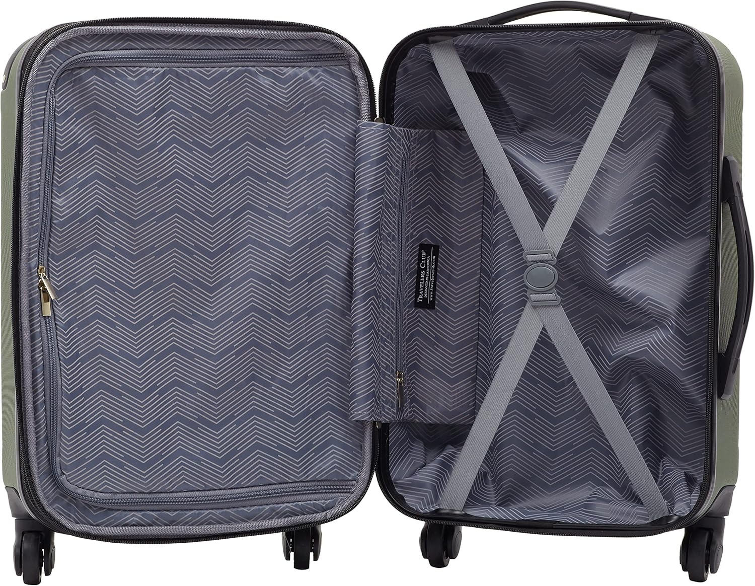 image:imageTravelers Club Chicago Hardside Expandable Spinner Luggage Apple Butter 5 Piece SetThyme Green