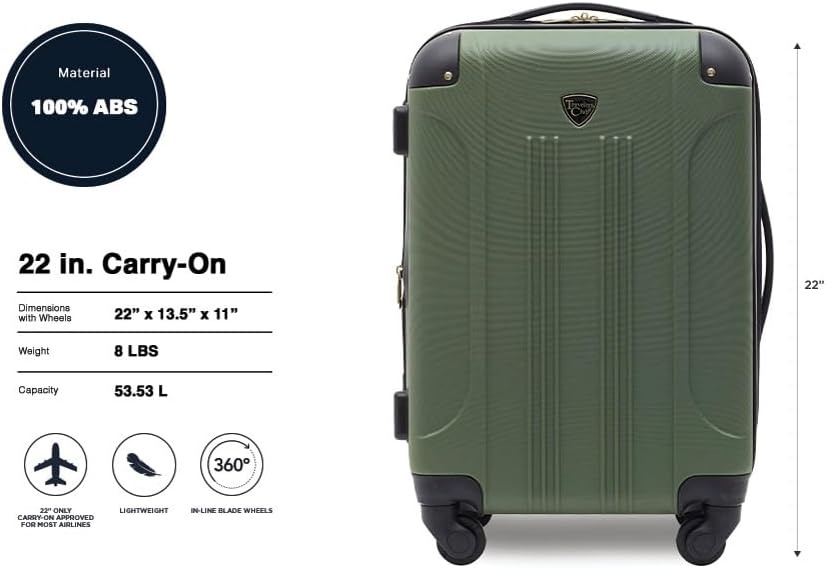 image:imageTravelers Club Chicago Hardside Expandable Spinner Luggage Apple Butter 5 Piece SetThyme Green