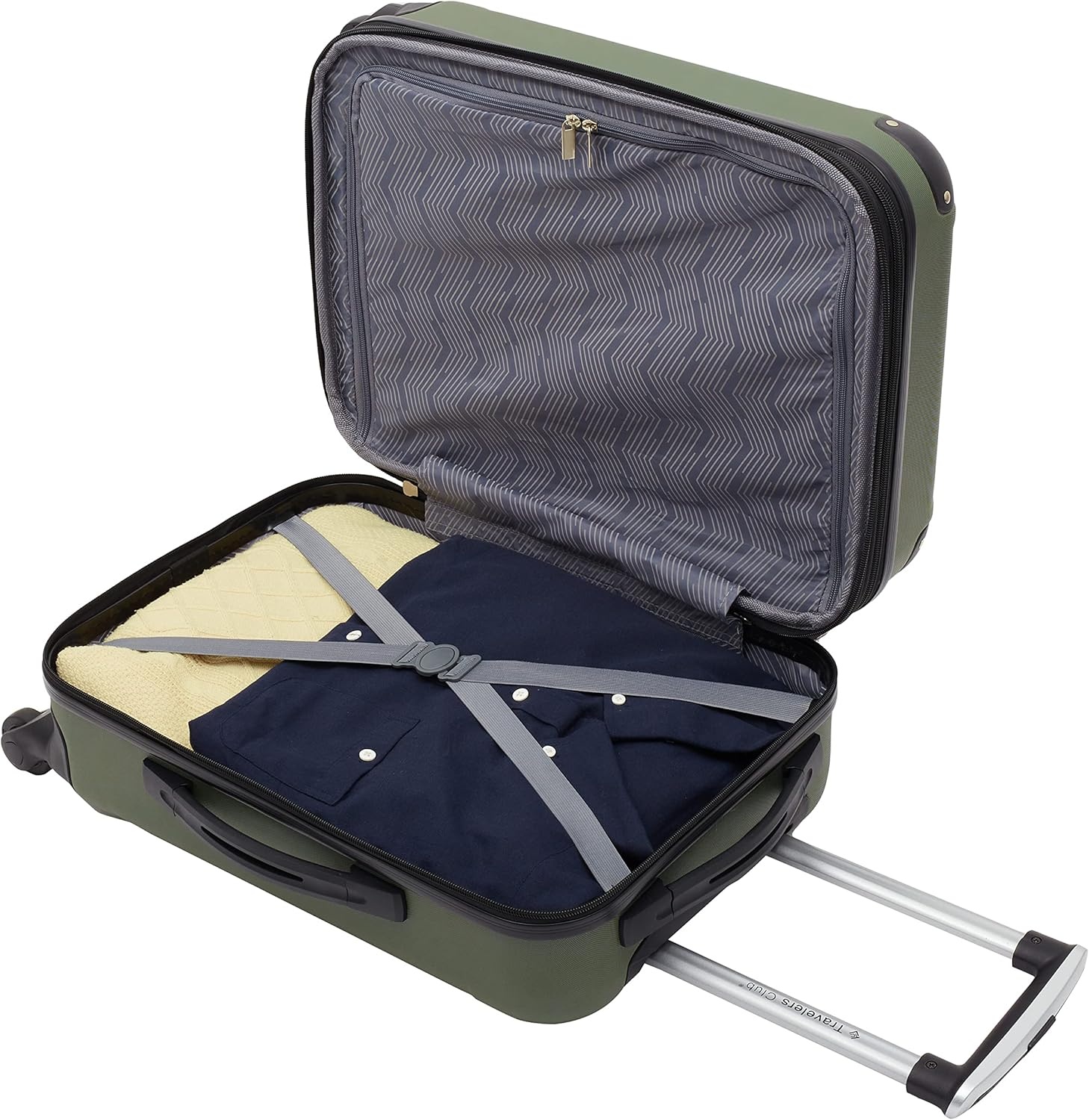 image:imageTravelers Club Chicago Hardside Expandable Spinner Luggage Apple Butter 5 Piece SetThyme Green