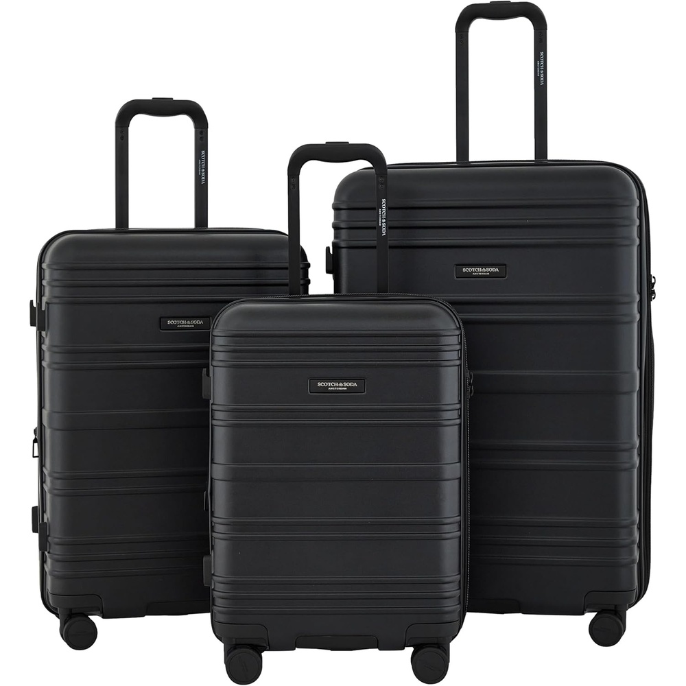 image:imageSCOTCH amp SODA Rotterdam Expandable Hardside Luggage Travertine 3 Piece SetBlack