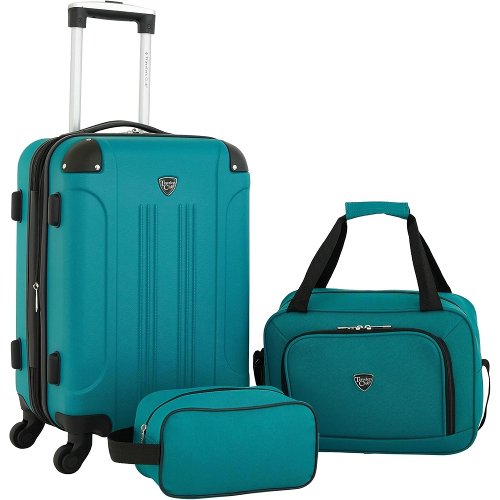 image:imageTravelers Club Chicago Hardside Expandable Spinner Luggage Apple Butter 5 Piece SetTeal
