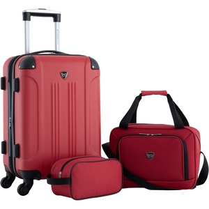 image:imageTravelers Club Chicago Hardside Expandable Spinner Luggage Apple Butter 5 Piece SetRed