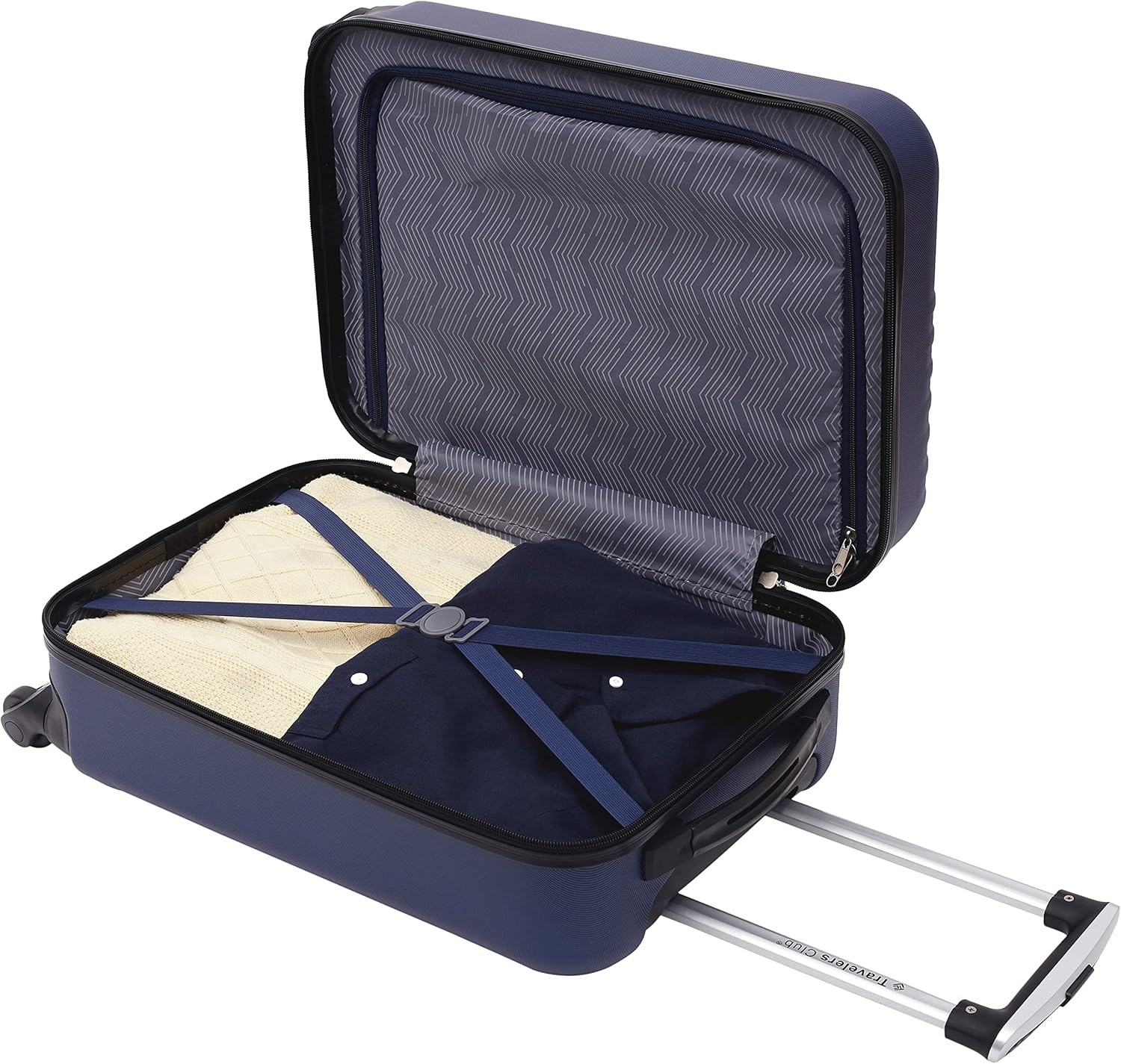 image:imageTravelers Club Cosmo Luggage Silver2 Piece Set 2820Navy Blue